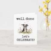 Carte Bravo, Félicitations, Drôle Chien Card (Fleur jaune)