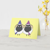 Carte Brebis du joyeux anniversaire deux ! (Fleur jaune)