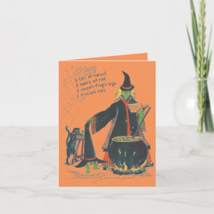 Carte Brew de sorcières Halloween heureux avec le chat