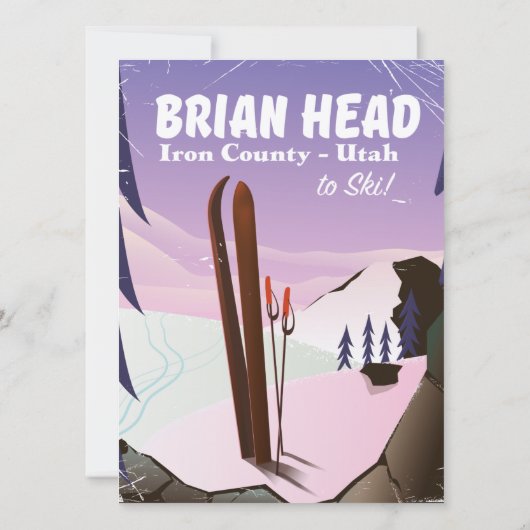 Carte Brian Head, Iron comté Utah, USA poster ski (Dos)