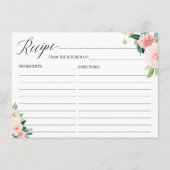 Carte Bride À Recette Blush Rose Floral (Devant)