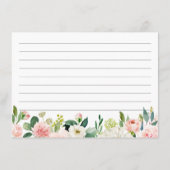 Carte Bride À Recette Blush Rose Floral (Dos)