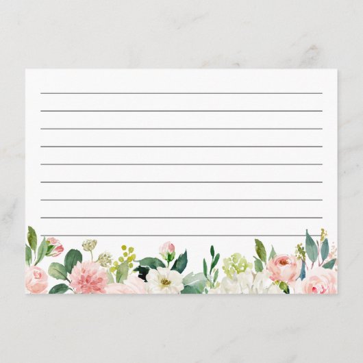 Carte Bride À Recette Blush Rose Floral (Dos)