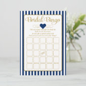 Carte Bride Bingo Marine Blue Gold Fête des mariées Jeu (Debout devant)