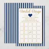 Carte Bride Bingo Marine Blue Gold Fête des mariées Jeu (Devant / Derrière)