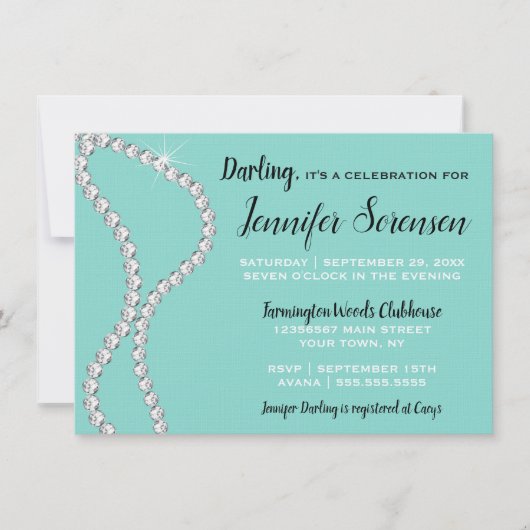 Carte Bride Bling & Glam Célébrer Douche Tiara Party (Devant)