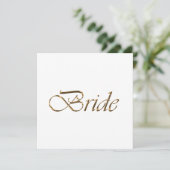 Carte Bride écriture or blanc calligraphie élégante chic (Debout devant)