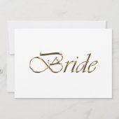 Carte Bride Elegant or script Mariage table de place car (Dos)