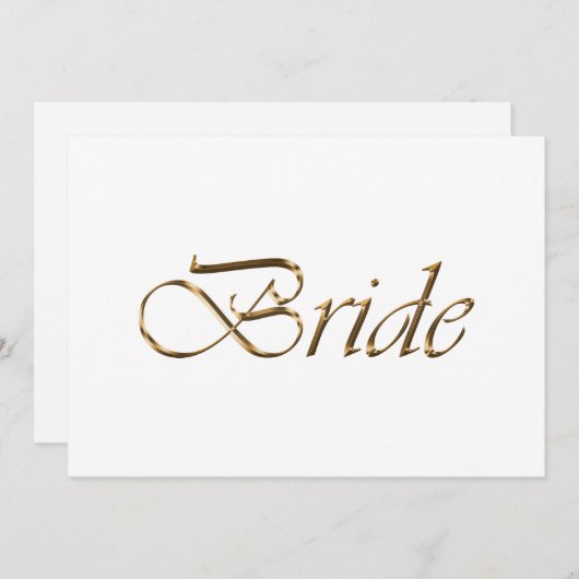 Carte Bride Elegant or script Mariage table de place car (Devant / Derrière)