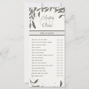 Carte Bride ou groom Mariage Feuille simple