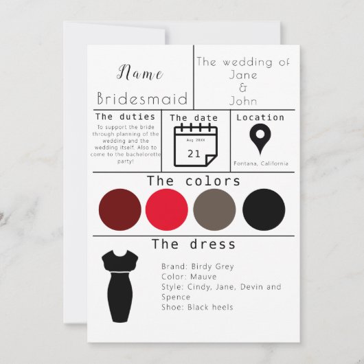 Carte Bridesmaid (Devant)