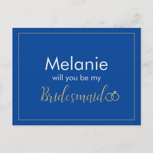 Carte Bridesmaid Blue et Gold (Devant)