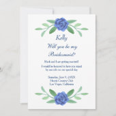 Carte Bridesmaid Blue Floral Greenery Foliage (Devant)