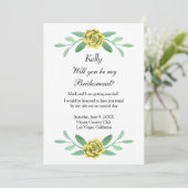 Carte Bridesmaid Foliage Fleuri Jaune (Debout devant)