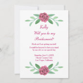 Carte Bridesmaid Foliage Rose Floral (Devant)