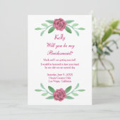 Carte Bridesmaid Foliage Rose Floral (Debout devant)