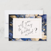 Carte Bridesmaid Marine Blue Cream Flowers (Devant)