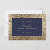 Carte Bridesmaid Proposition Marine Blue Gold Roses Vint (Dos)