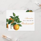 Carte Bridesmaid Proposition Oranges Vert Feuille Botani (Devant/Arrière en situation)