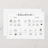 Carte Bridesmaids Wedding Day Timeline of Events Program (Devant / Derrière)