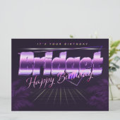 Carte Bridget Nom Prénom lila retro Anniversaire de la c (Debout devant)