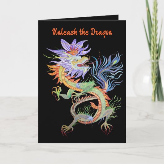 Carte Bright and Vivid Chinese Fire Dragon Cut Out (Devant)