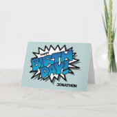 Carte Bright Blue Comic Text - Joyeux anniversaire (Devant)