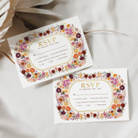 Bright Boho Automne Fleur sauvage Mariage RSVP Car