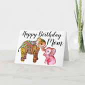 Carte Bright Boho Elephants Joyeux Anniversaire Maman (Devant)