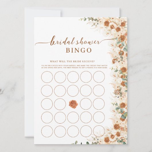 Carte Bright Bold Boho Bride Bingo | Roses en terre cuit (Devant)