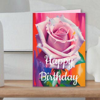 Carte Bright & Bold Coloré rose Rose de printemps Annive