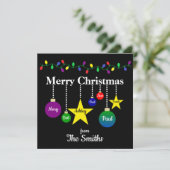 Carte Bright Christmas Ornaments Flat Christmas Card (Debout devant)