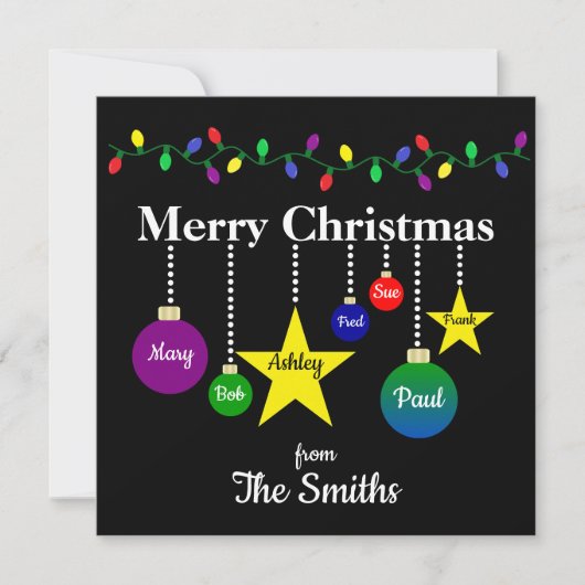 Carte Bright Christmas Ornaments Flat Christmas Card (Devant)