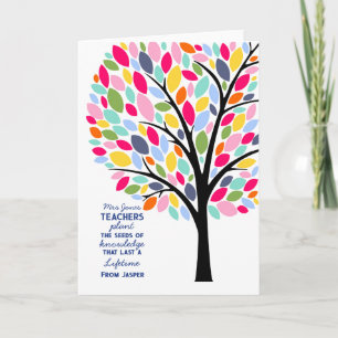 Carte Bright colourful apple Teacher tree thank you