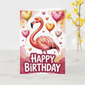 Carte Bright & Cute Flamingo Birthday (Fleur jaune)
