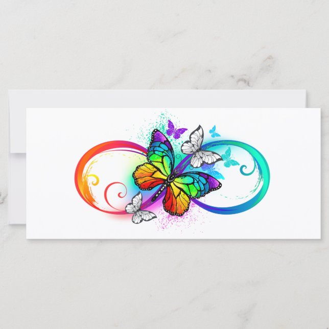 Carte Bright infinity with rainbow butterfly (Devant)