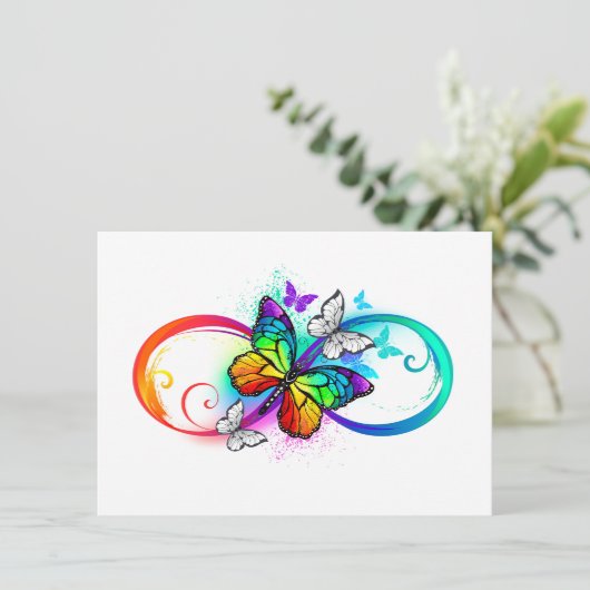 Carte Bright infinity with rainbow butterfly (Debout devant)