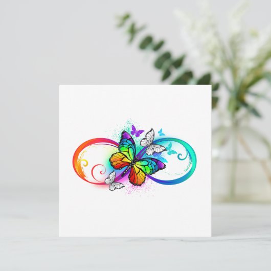 Carte Bright infinity with rainbow butterfly (Debout devant)