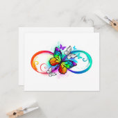 Carte Bright infinity with rainbow butterfly (Devant/Arrière en situation)