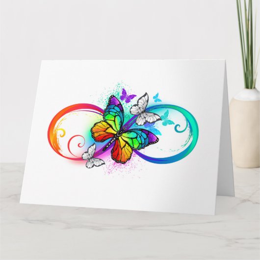 Carte Bright infinity with rainbow butterfly (Devant)