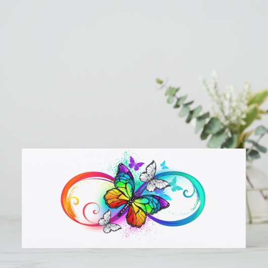 Carte Bright infinity with rainbow butterfly (Debout devant)