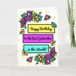 Carte Bright Joli Anniversaire Whimsical pour Godmother