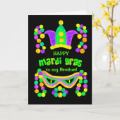 Carte Bright Mardi Gras Card pour un Frère sur Noir (Fleur jaune)