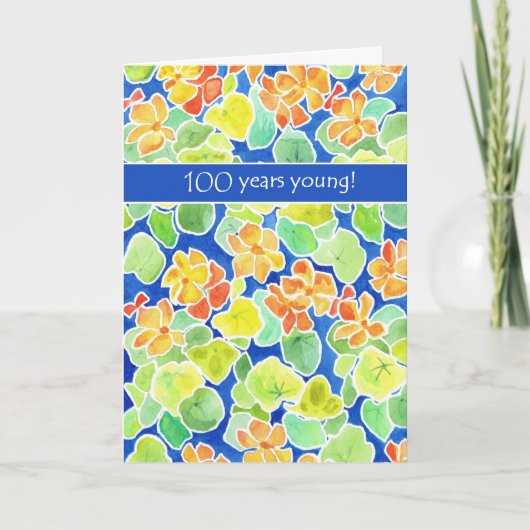 Carte Bright Orange Nasturtiums Floral 100e anniversaire (Devant)