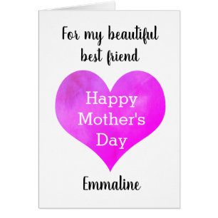 Carte Bright Pink Heart Mère's Day Card pour Ami