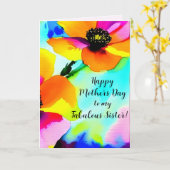 Carte Bright Popies Blue Sky Soeur Custom Mothers Day (Fleur jaune)