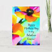 Carte Bright Poppies Blue Sky Custom Cousin Fête des Mèr (Devant)