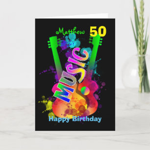 Carte Bright Popping Guitare Musique Thème Joyeux Annive