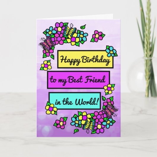 Carte Bright Pretty Whimsical Anniversaire pour le meill (Devant)