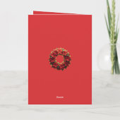 Carte Bright Red Festive Poinsettia and Greenery Circle (Dos)